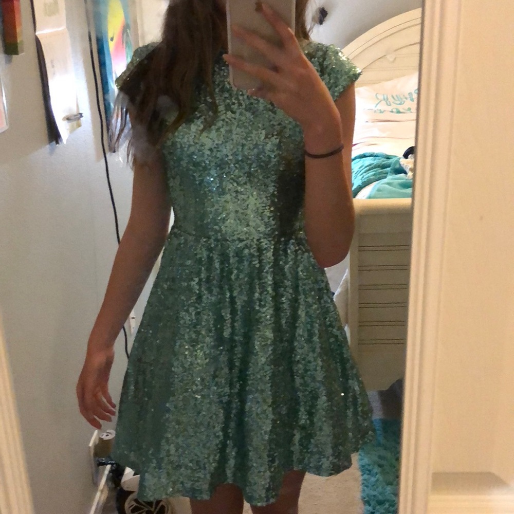 Sea foam green sequin dress